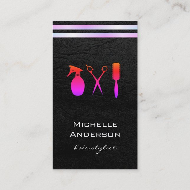 Lux White Stripes Ritzy Black Business Card (Front)