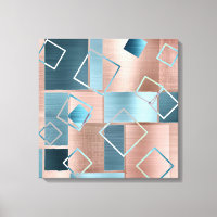 Luxe Abstract | Blush Rose Gold and Teal Geometric