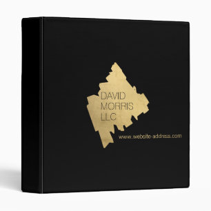 Luxe Abstract Gold Brushstroke Logo on Black Binder