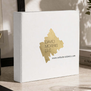 Luxe Abstract Gold Brushstroke Logo on White Binder