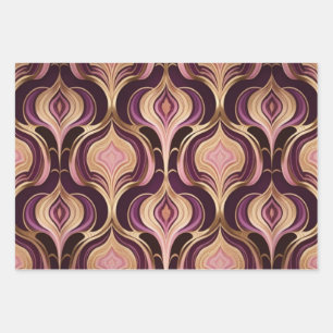 Luxe AI Art Gold Foil Pink Burgundy  Wrapping Paper Sheet