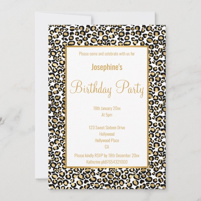 LUXE ANIMAL PATTERN BIRTHDAY INVITATION (Front)