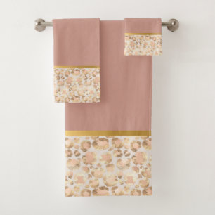 LUXE ANIMAL PRINT DUSTY PINK BATHROOM TOWEL SET