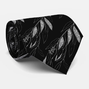 LUXE ARGENT NOIR EUCALYPTUS CRAVATE BOTANIQUE