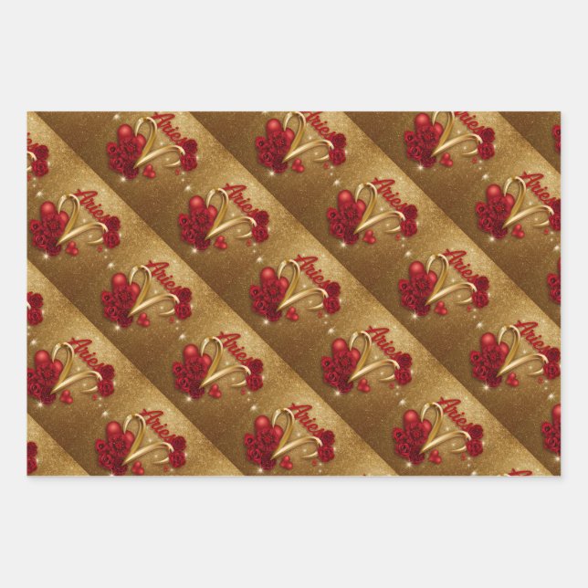 Luxe Aries Gold Wrapping Paper (Front)