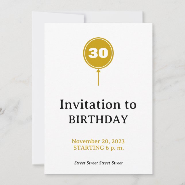 Luxe Balloon Invitation d'anniversaire (Devant)