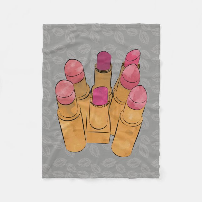 Luxe Beauty Lipstick Kiss Fleece Blanket (Front)