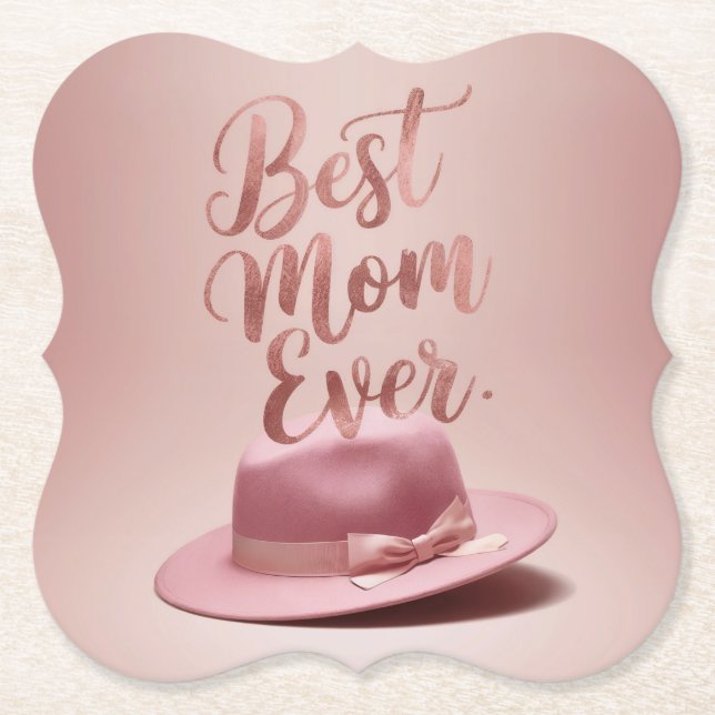 Luxe Best Mom Ever Rose Gold Coaster (Front)