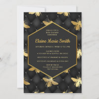 Luxe Black and Gold Honey bee Baby Shower