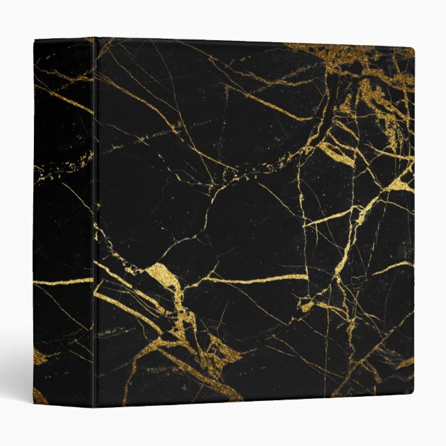 Luxe Black and Gold Marble Texture Binder (Front/Spine)