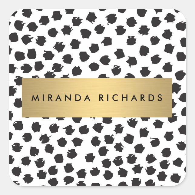 Luxe Black Confetti Dots II with Gold Bar Stickers (Front)