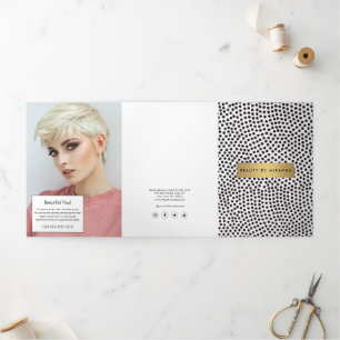 Luxe Black Confetti Dots with Gold Bar Brochure