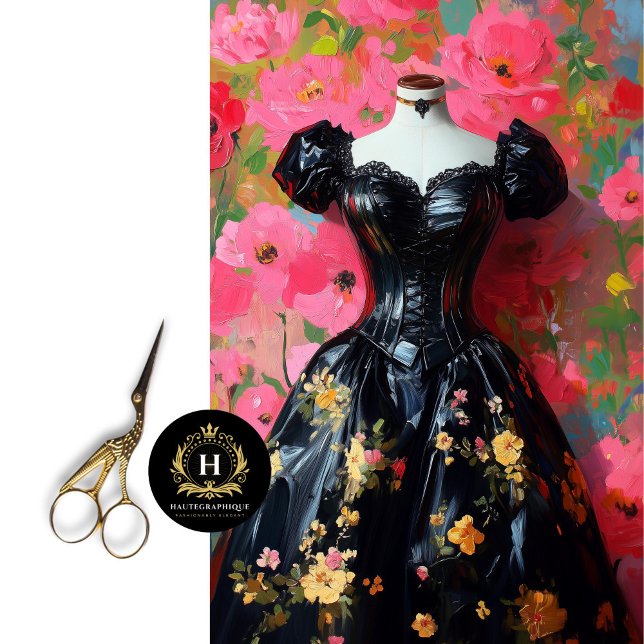 Luxe Black Corset Mannequin Pink Floral Decoupage Tissue Paper (Creator Uploaded)