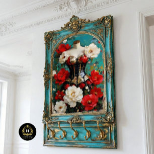 Luxe Black Gold Corset Mannequin Red Floral Tissue Paper