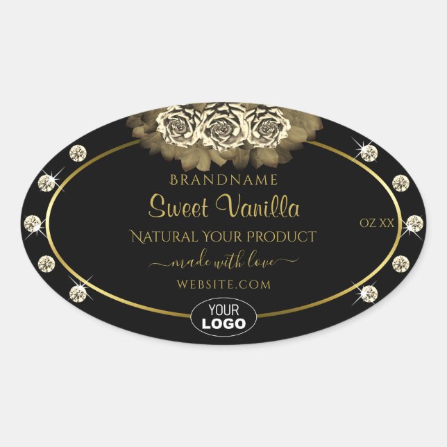 Luxe Black Gold Étiquettes Rose Bijoux Logo (Devant)