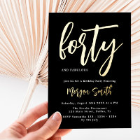 Luxe Black Gold Foil Elegant 40th Birthday