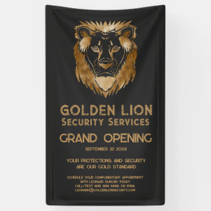 Luxe Black Gold Lion Business Logo Grand Opening Banner