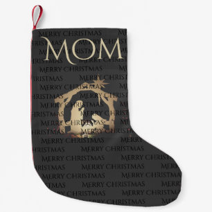 Luxe Black Gold Nativity Personalized Christmas Small Christmas Stocking