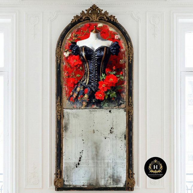 Luxe Black Gothic Corset Mannequin Red Floral Deco Tissue Paper (Creator Uploaded)