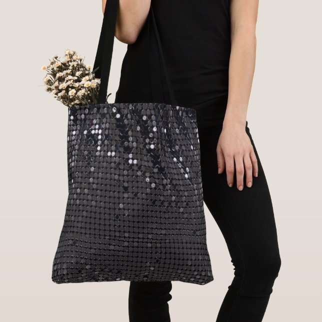 LUXE Black Sparkly  Tote Bag (Close Up)