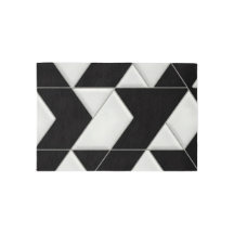Luxe Black & White Area Rug: 3D Velvet & Silk Text