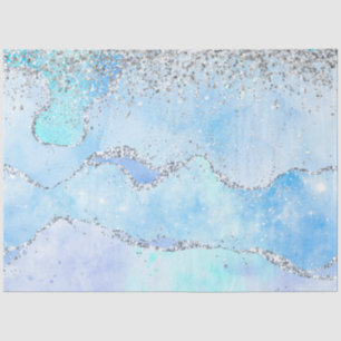 Luxe Blue Marble & Silver Glitter  Tissue Paper
