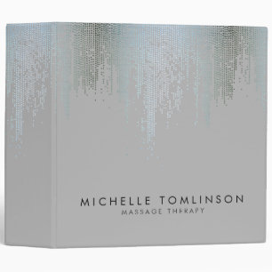 Luxe Blue Silver Confetti Rain Pattern Binder