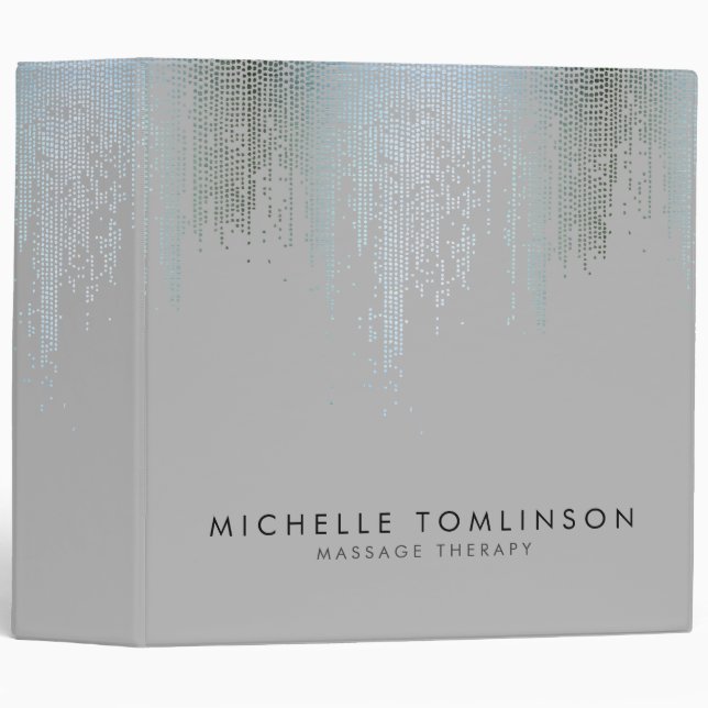 Luxe Blue Silver Confetti Rain Pattern Binder (Front/Spine)