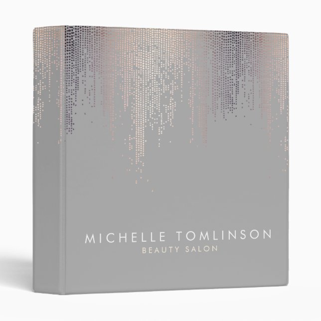 Luxe Blush Confetti Rain Pattern Grey Binder (Front/Spine)