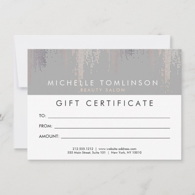 Luxe Blush Confetti Rain Pattern Grey Gift Card (Front)