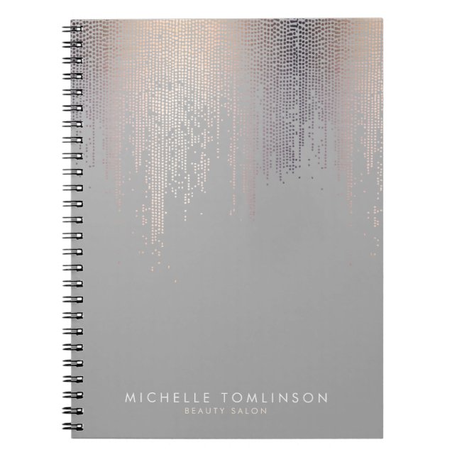 Luxe Blush Confetti Rain Pattern Grey Notebook (Front)