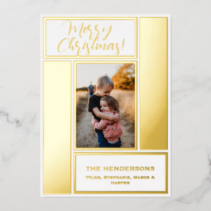 Luxe Bold Geometric Photo Frame Foil Holiday Card