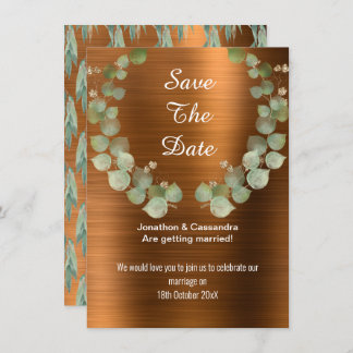 LUXE BRONZE EUCALYPTUS WREATH SAVE THE DATE