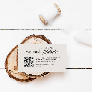 Luxe Brown and Ivory   Wedding Website QR Code Enclosure Card