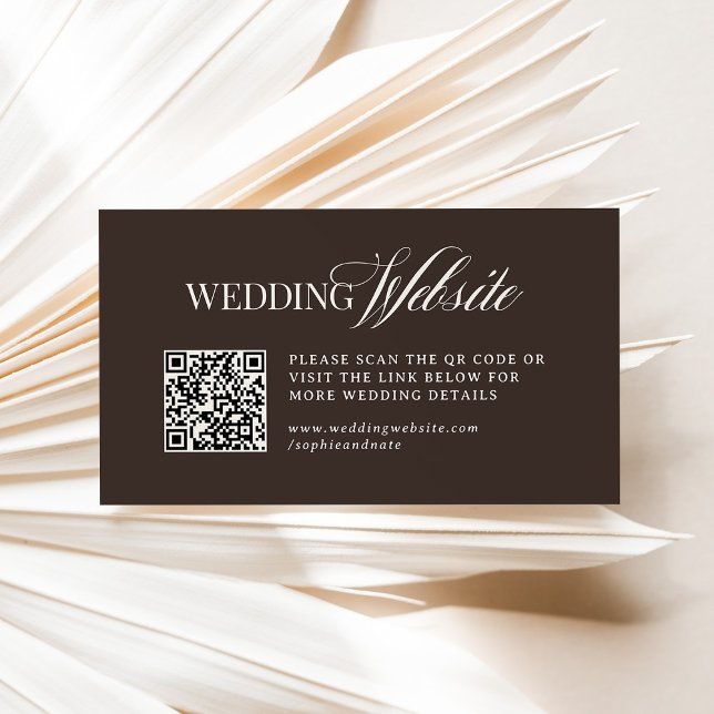 Luxe Brown | Wedding Website QR Code Enclosure Card (Creator Uploaded)