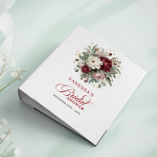 Luxe Burgundy Floral Bridal Shower Memory Album Binder