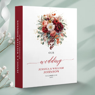 Luxe Burgundy Gold Eucalyptus Fall wedding memory Binder