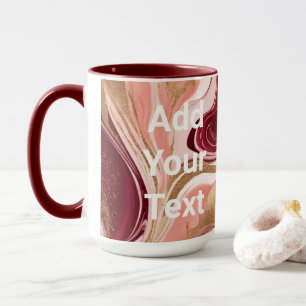 Luxe Burgundy Gold Swirls Custom Text Maroon  Mug