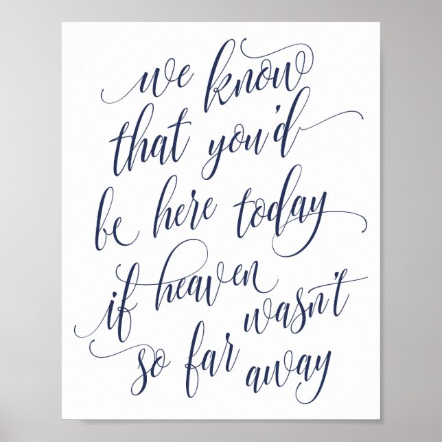 Luxe Calligraphy In Memory Sign (Navy Blue) (Front)