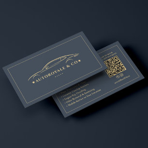 Luxe Car Wash Auto Detailing Dark Blue Business Card