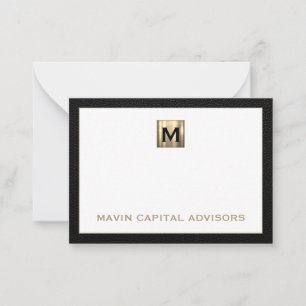 Luxe Carte pour notes Monogramme noir et or