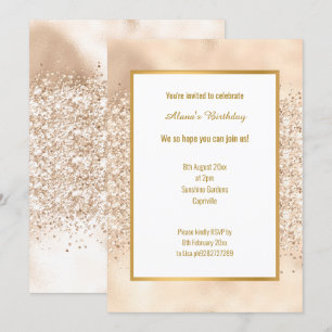 LUXE CHAMPAGNE GLITTER BIRTHDAY INVITATION