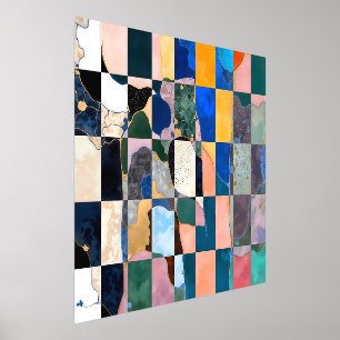 Luxe Chequerboard Curtain Foil Prints