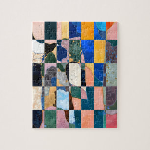 Luxe Chequerboard Curtain Jigsaw Puzzle