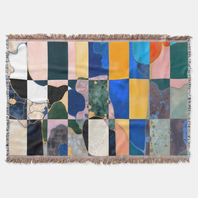 Luxe Chequerboard Curtain Throw Blanket (Front)