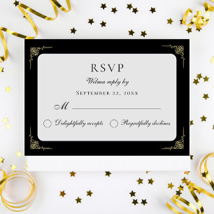 Luxe Classic Elegant Noir Or RSVP Cadeau