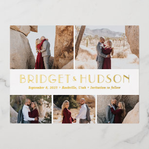 Luxe Collage FOIL Save The Date Postcard