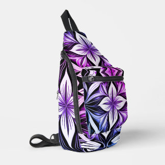 Luxe Deco Black Magenta White Sling Bag