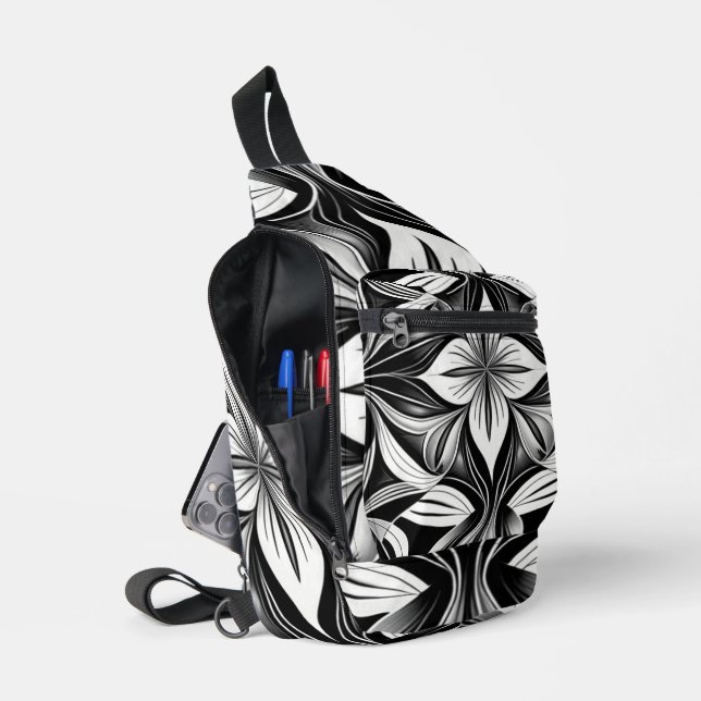 Luxe Deco Black & White Sling Bag (Open)