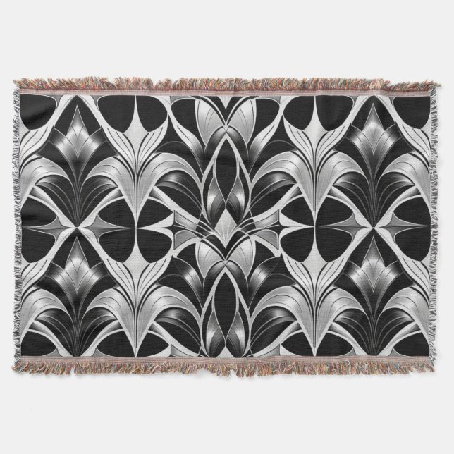 Luxe Deco Black & White Throw Blanket (Front)